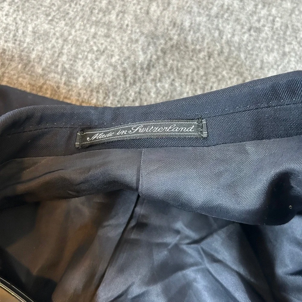 Ermenegildo Zegna Mens Navy Blue Double Breasted Super 100s Wool Blazer 